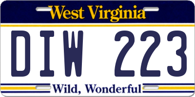 WV license plate DIW223