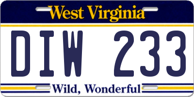 WV license plate DIW233