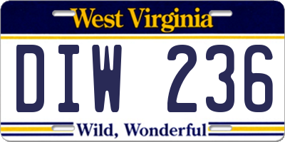 WV license plate DIW236