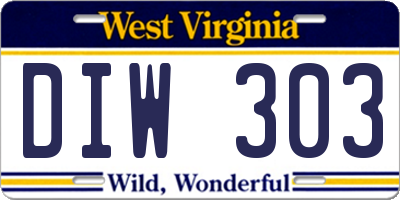 WV license plate DIW303