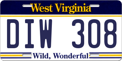 WV license plate DIW308