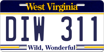 WV license plate DIW311