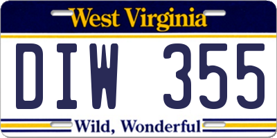 WV license plate DIW355