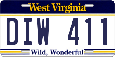 WV license plate DIW411