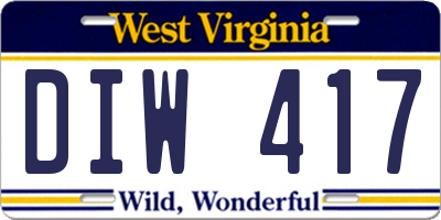 WV license plate DIW417