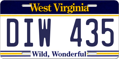 WV license plate DIW435