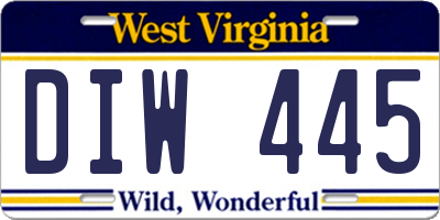 WV license plate DIW445