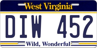 WV license plate DIW452