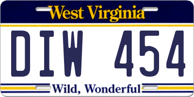 WV license plate DIW454