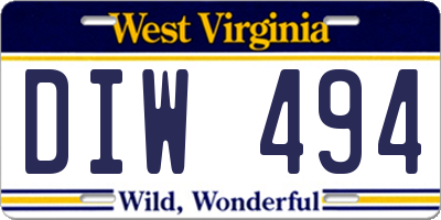 WV license plate DIW494