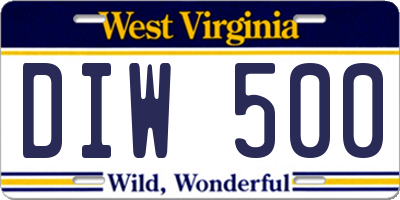 WV license plate DIW500