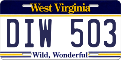 WV license plate DIW503