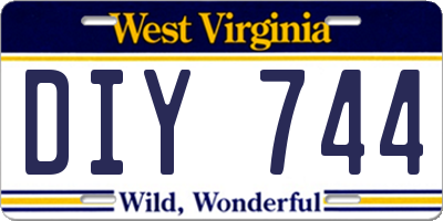 WV license plate DIY744