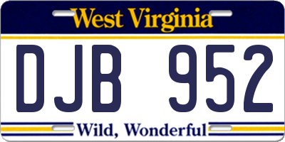 WV license plate DJB952