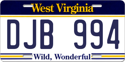 WV license plate DJB994