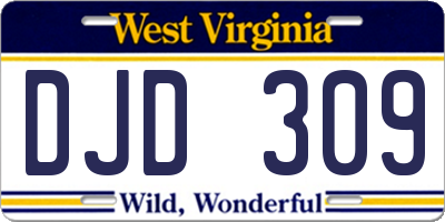 WV license plate DJD309