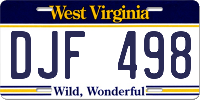 WV license plate DJF498