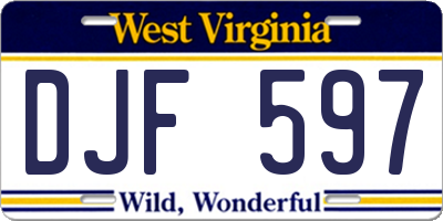 WV license plate DJF597