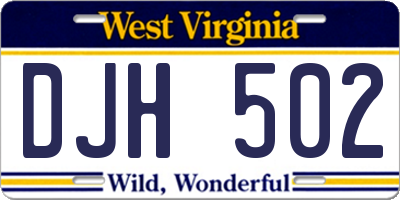 WV license plate DJH502