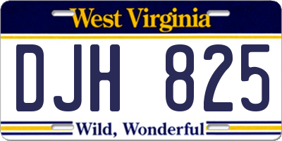 WV license plate DJH825