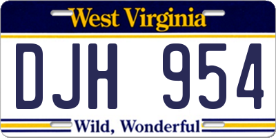 WV license plate DJH954