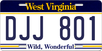 WV license plate DJJ801