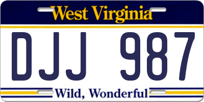 WV license plate DJJ987