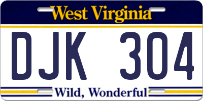 WV license plate DJK304