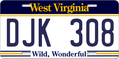 WV license plate DJK308