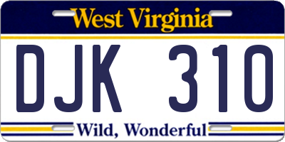 WV license plate DJK310