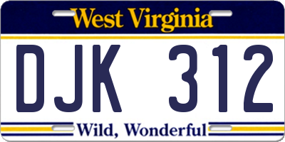 WV license plate DJK312