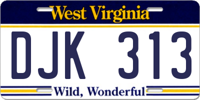 WV license plate DJK313