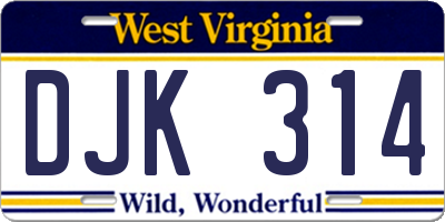 WV license plate DJK314