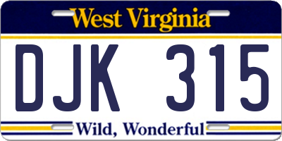 WV license plate DJK315