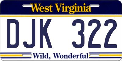 WV license plate DJK322