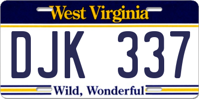 WV license plate DJK337