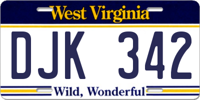 WV license plate DJK342