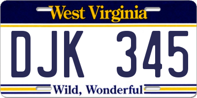 WV license plate DJK345