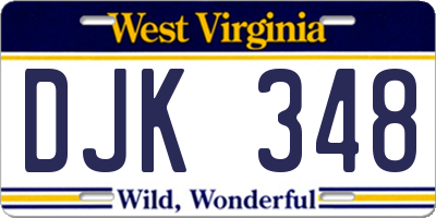 WV license plate DJK348