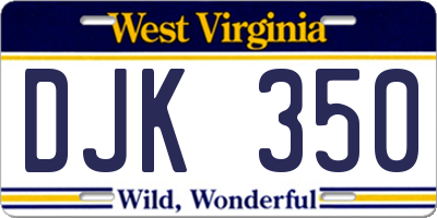 WV license plate DJK350