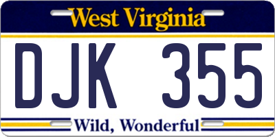 WV license plate DJK355