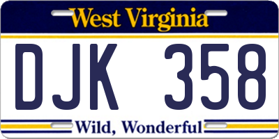 WV license plate DJK358