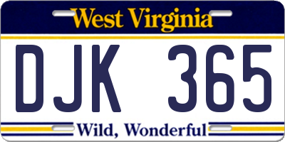 WV license plate DJK365