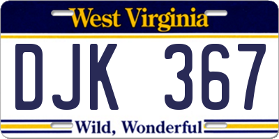 WV license plate DJK367