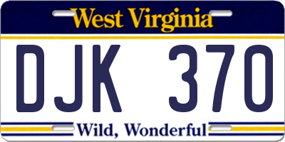 WV license plate DJK370