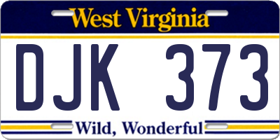 WV license plate DJK373