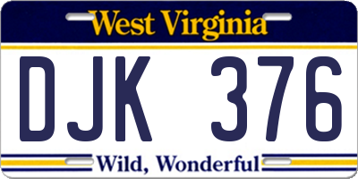 WV license plate DJK376