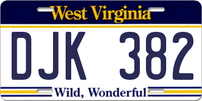 WV license plate DJK382