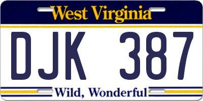 WV license plate DJK387