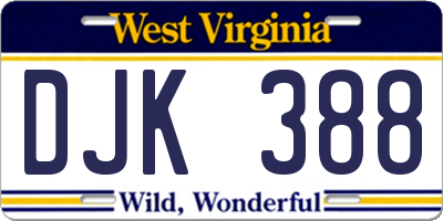 WV license plate DJK388